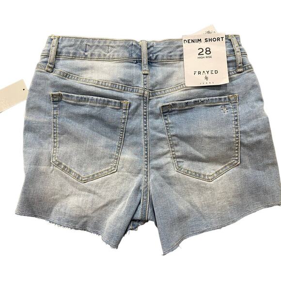 FRAYED DENIM High Rise Denim Shorts Gulf Stream Size 28 - Picture 4 of 10